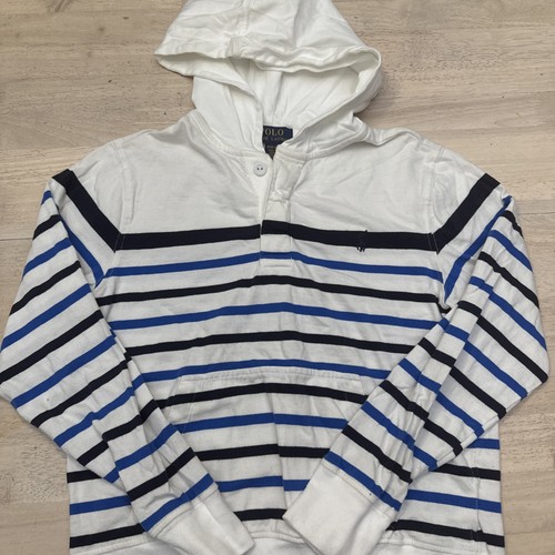 Polo Ralph Lauren Boys Medium (10-12) Long Sleeve Hooded 3 Button Shirt Pullover - Picture 2 of 6
