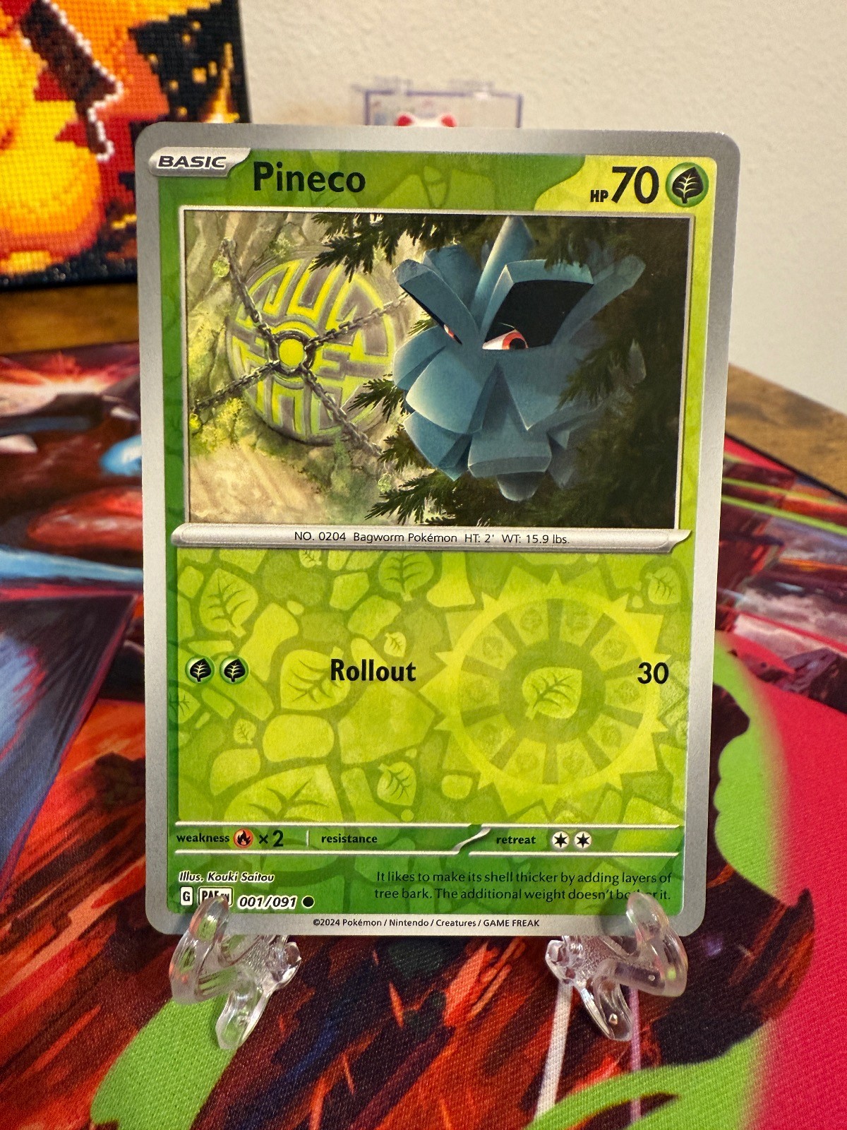 Pokemon Pineco 001/091 Reverse Holo Common TCG 2024 Paldean Fates Card