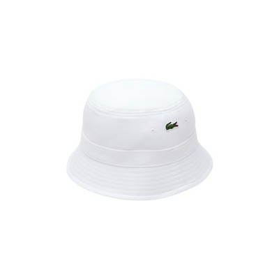 Lacoste Unisex Solid Little Croc Bucket Hat, Medium, White