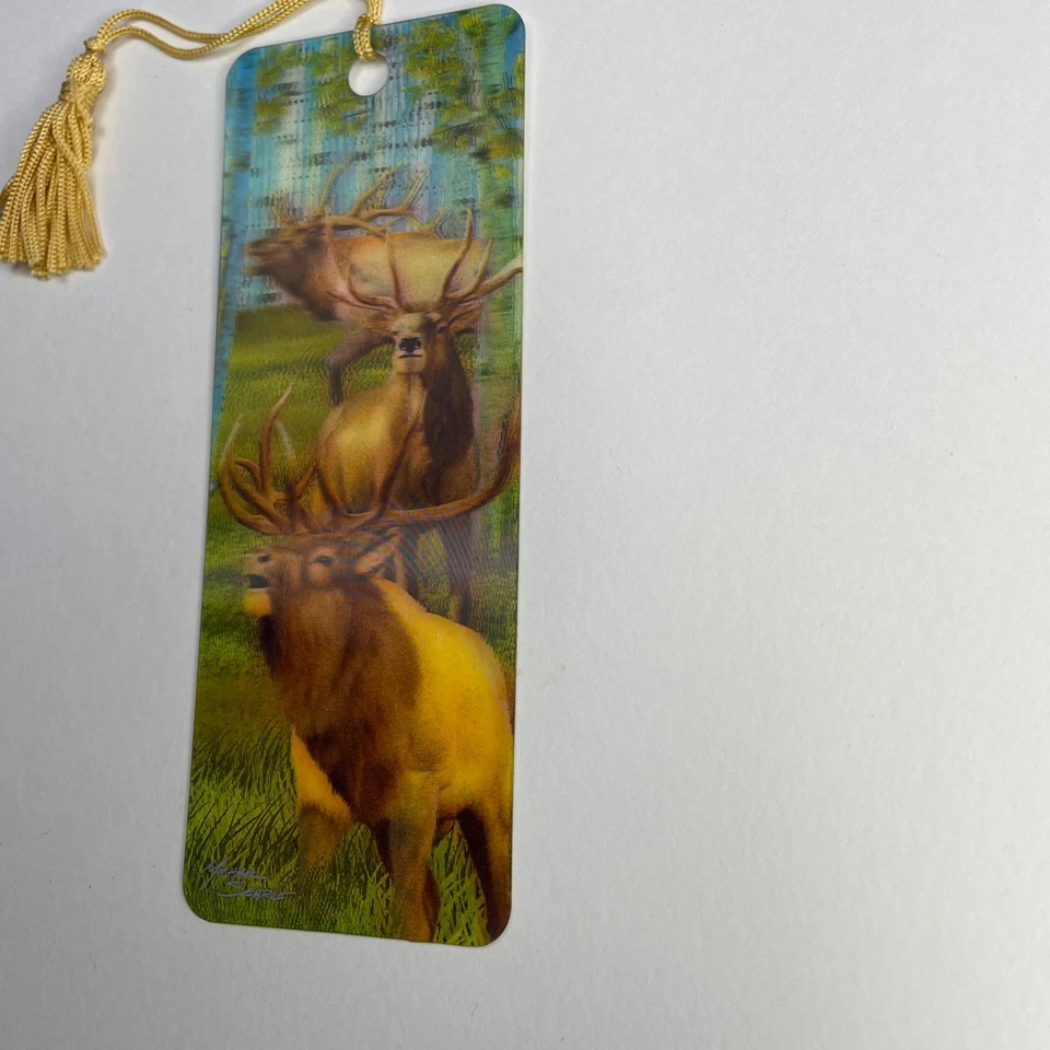 Vermont Elk 3D Bookmark Holographic Hard Plastic 6" Michael Searle Made in USA Foto 3 de 4
