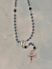 Catholic Italian Hand-Made Rosary with blue glass beads and Lady of Guadalupe — photo 6
