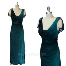 Vintage Y2K Prom Dress Size M Green Fairy Mermaid Maxi Gown Whimsygoth Ombre