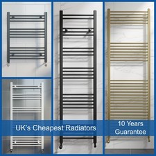 Bathroom Flat Heated Towel Rail Radiator Chrome Black Brass Anthracite White