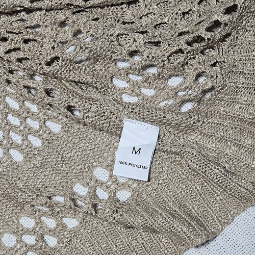 Tan Knit Long Sleeve Open Lightweight Shawl Womens M - Picture 2 of 5