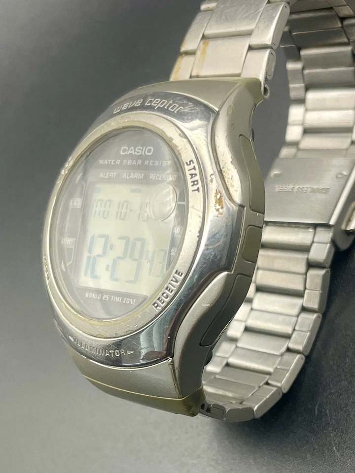 CASIO Wave Captor World Time Light Date Alarm Stainless Steel Quartz - image 2 of 4