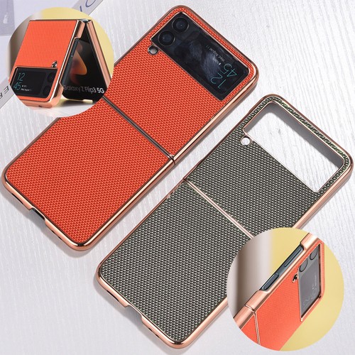 For Samsung Galaxy Z Flip4 Luxury Ultra Slim Plating Leather Hybrid Case Cover