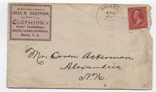 1901 Bristol NH cover Chas. Dickinson clothing dealer with billhead [h.5503]