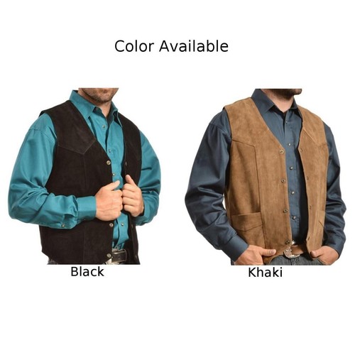 Dapper Men's Spring Autumn Vest with Unique Cut and Stylish Look in Suede - Picture 3 of 27