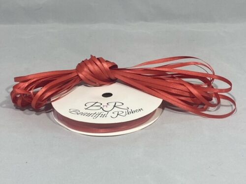 3mm 7mm 10mm 15mm 25mm 38mm 50mm DUSKY BURNT ORANGE Satin Ribbon Double Roll Bow - Picture 3 of 10