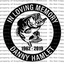 PERSONALIZED IN LOVING MEMORY VINYL DECAL WITH BASS FISH FISHING NAMES & YEARS