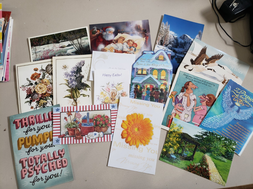 Assorted lot of 75 used greeting & post cards for scrap booking crafts up-cycle - Picture 4 of 4