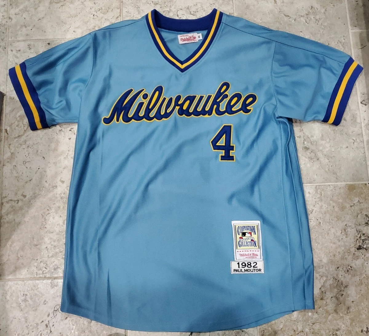 4 PAUL MOLITOR Milwaukee Brewers MLB IF/DH Blue Throwback Jersey