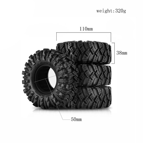 4Pcs Masonry Tires110*38MM Mud Terrain 1.9" Wheel Tires for 1/10 RC Crawler Car - Picture 2 of 5