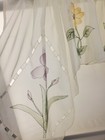 Iris Airbrushed Hand Cutwork Floral Sheer Toppers Swag or Valance VINTAGE Ecru