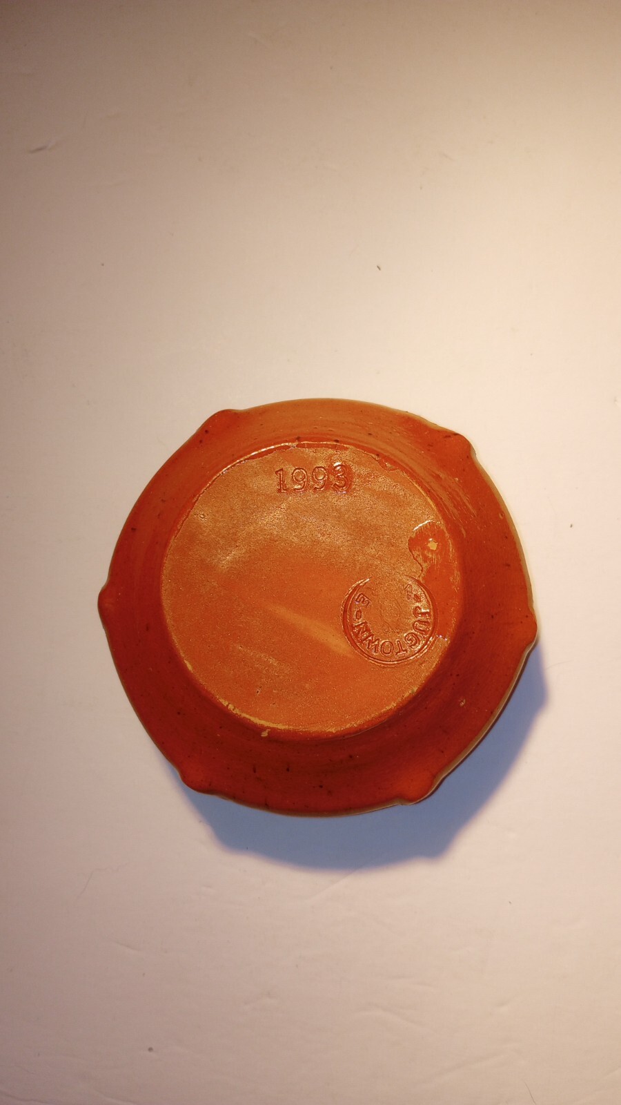 Jugtown Ware Pottery 1993 Orange Speckled Vase/Flowerpot/ Bowl/Cup - Pinched Rim