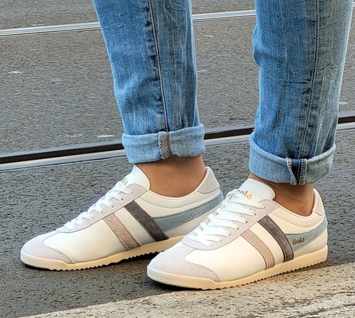 Zapatillas de mujer GOLA Bullet Trident CLA412 blancas/azul polvo/flor cuero auténtico - Imagen 12 de 12