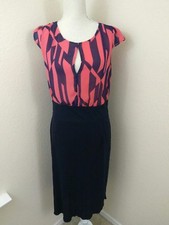 Ming By Mango Womens Size Medium  Dress Blue Pink Plunging Peek A Boo Semi Sheer