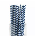 Navy Blue Chevron Paper Straws - Birthday Baby Shower Party Supplies - 24 Pieces