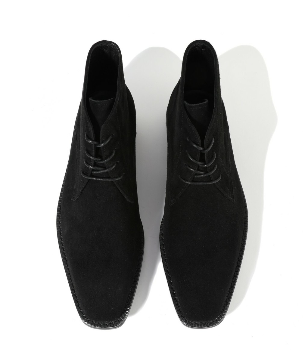 Firenze Atelier Men's Black Suede Pointed Toe Lace-up Ankle Boots Chukka  Boots
