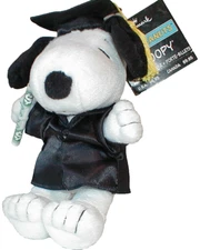 Snoopy Peanuts Hallmark Graduation Plush Stuffie Money Holder Cap Gown 6"