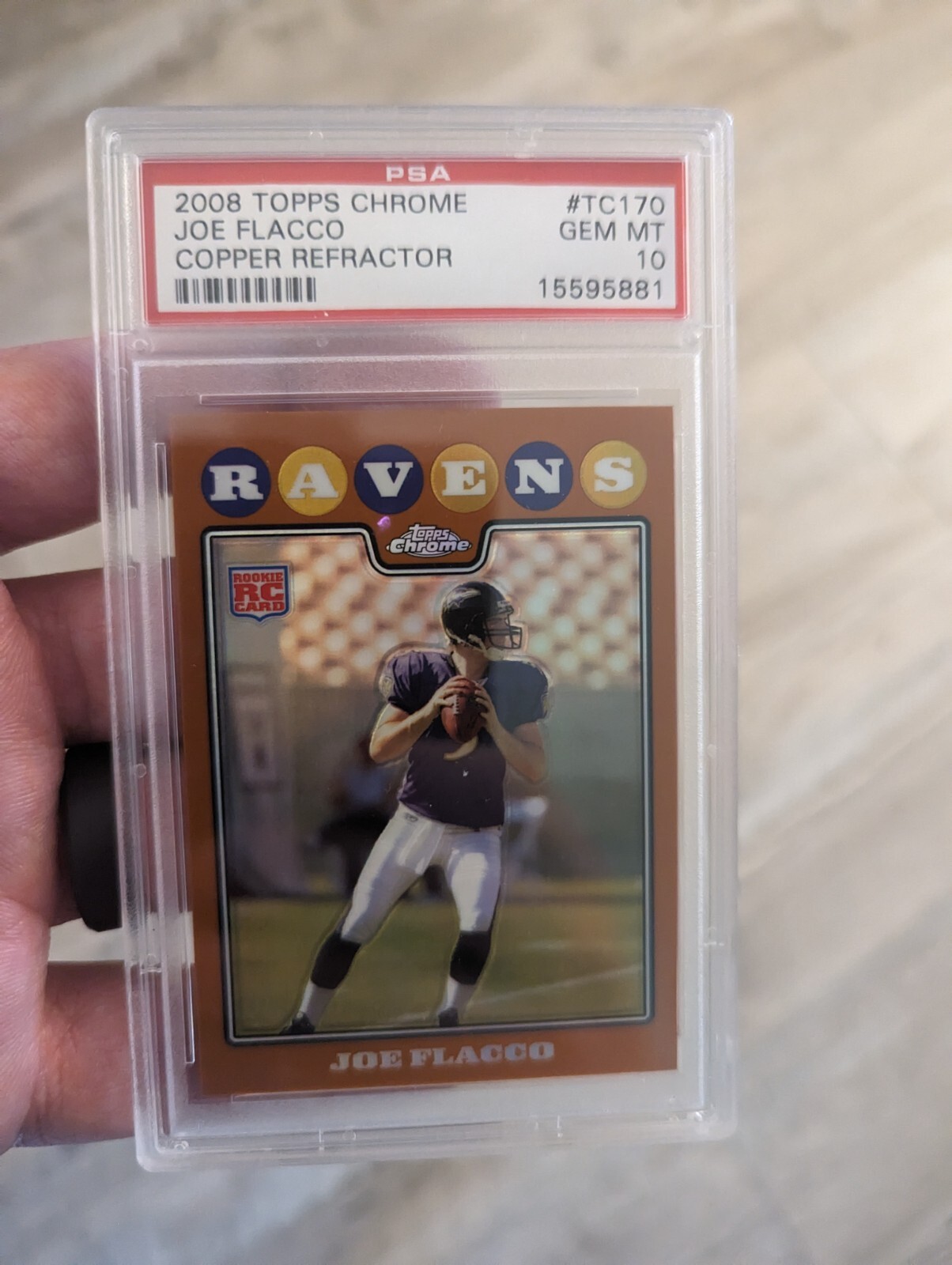 2008 TOPPS CHROME JOE FLACCO RC ROOKIE COPPER REFRACTOR PSA 10 GEM /425 POP: 12