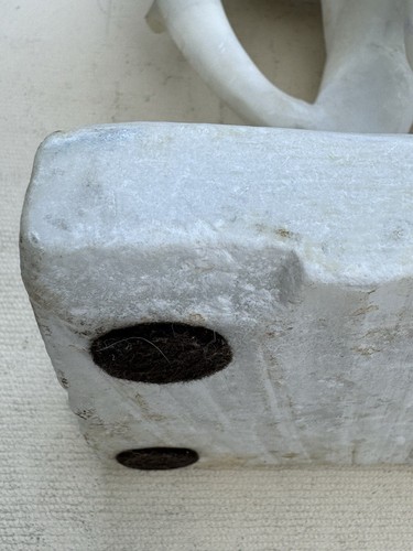 Antique Hand Carved White Marble Elephant Sculpture on Marble Base - Picture 17 of 24