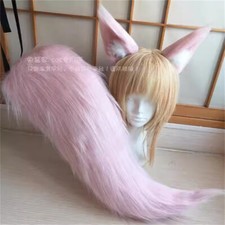 Anime Honkai Star Rail Jiao qiu Plush Fox Ear Hairpin Pink Soft Tail Cosplay Toy