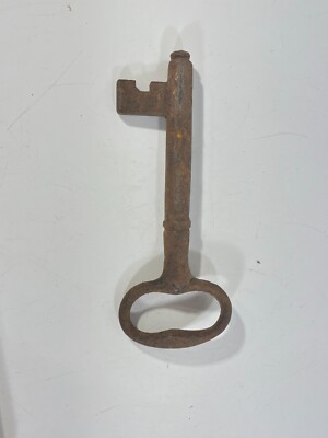 Large Antique Iron Skeleton Key 5'' inch Mortise Lock Jail Key Post vintage