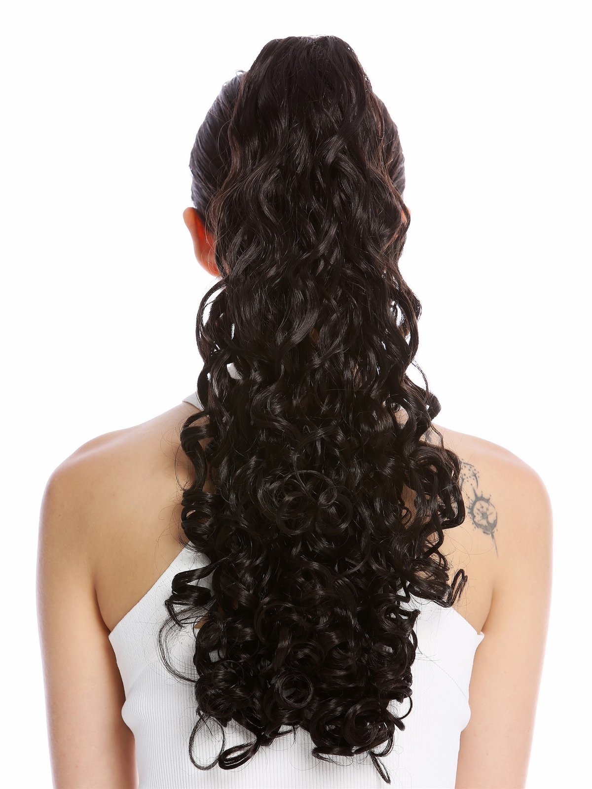 Hairpiece Ponytail Long Voluminous Strongly Curled Dark Brown 50Cm