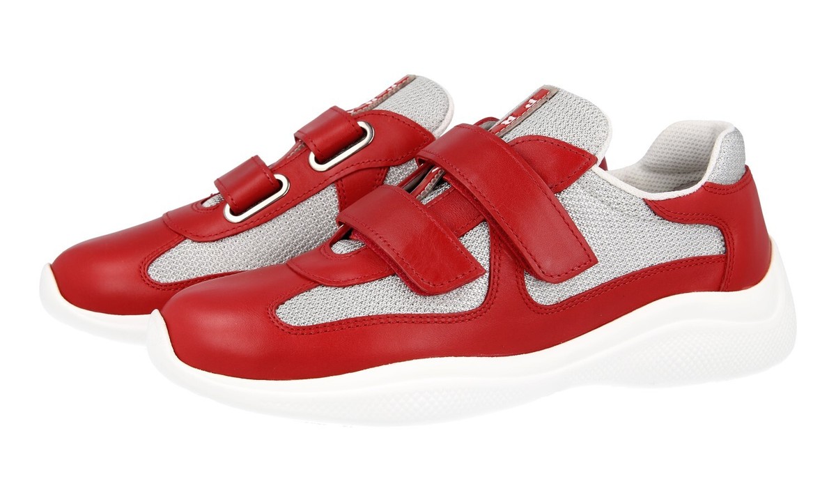 PRADA AMERICAS CUP SNEAKERS SHOES HOOK LOOP RED LEATHER NEW PRADA AMERICAS CUP SNEAKERS SHOES HOOK LOOP RED LEATHER NEW