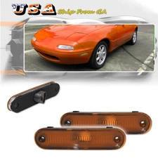2x Amber Lens Front Bumper Side Marker Light Lamp For 1990-2005 Mazda Miata MX-5