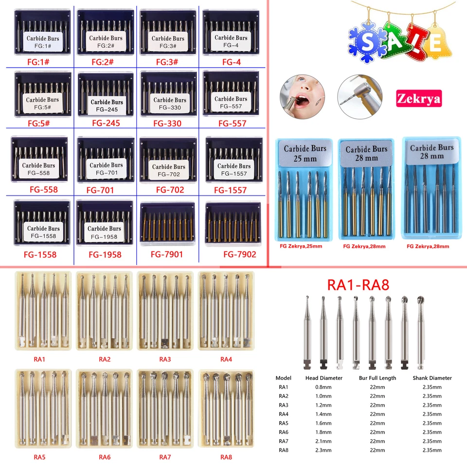 Fresas dentales redondas de acero al carburo FG RA Bur para pieza de mano de alta/baja velocidad ns Foto 3 de 4