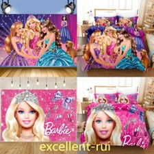 3D Barbie Princess Bedding Set Quilt Duvet Cover Backdrop Studio Birthday Decor