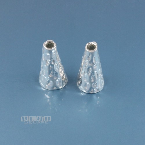 2 conos martillados de plata de ley, extremo de varios hilos / tapa de cuentas / tapa de borla 33027 - Imagen 3 de 3
