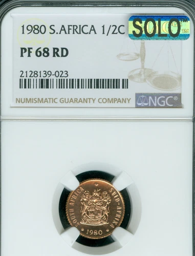 1980 SOUTH AFRICA FOUCHE 1/2 CENT NGC PF68 RD MAC SOLO FINEST & SPOTLESS * 