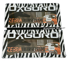 Zebra Print License Plate Frame Car Truck Plastic Frame 2 Pc Set New Gift