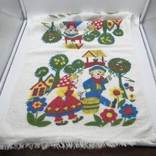 Vintage SAYCO Print JACK AND JILL Cotton BATH TOWEL 34”x20”