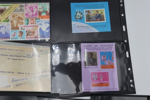 JFK WW stamp collection page lot novelty foil memorial OVPT 350 stamps 50 s/s - Picture 10 of 22