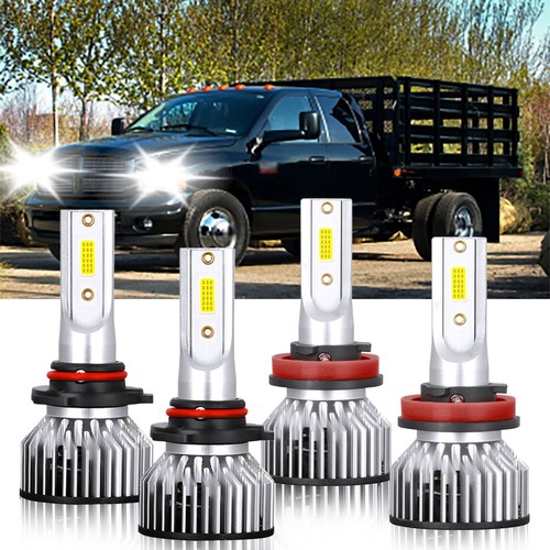 For Ram 4500 2011-2022 9005+H11 LED Headlight Bulb Combo Hi Lo Beam 6000K White - Picture 2 of 12