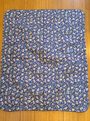Vintage Laura Ashley Polyanthus Priory Quilted Pillow Shams Blue Floral USA 2pc.