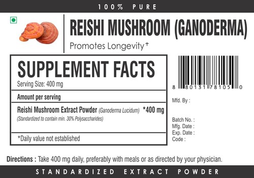 Reishi Mushroom Dual Extract Powder 15:1 Ganoderma Lucidum 30% Immune Support - Picture 3 of 3