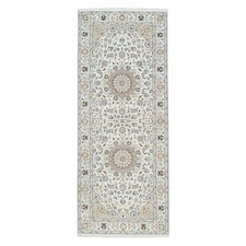 4'2"x10'1" Ivory Nain 250 KPSI Wool and Silk Hand Knotted Wide Runner Rug R63964