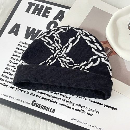 Neuheit Kette Strick Beanie Mütze Hip Hop Totenkopf Mütze Herren Damen Wintermütze Unisex - Bild 1 von 6