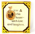Bless This House Irish Plaque Wood Intarsia Celtic Trinity Knot Square 6.7 x 6.7