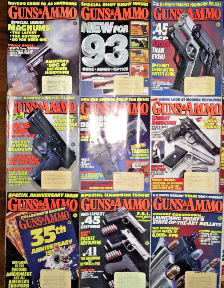 Guns and Ammo complete 1993 collection -12 Vintage issues one low