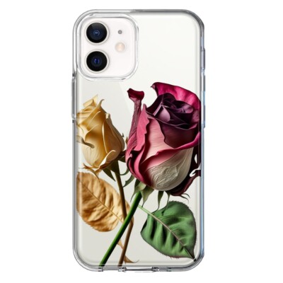 For Apple iPhone 11 Shockproof Hybrid Case, Dried Roses Red Yellow