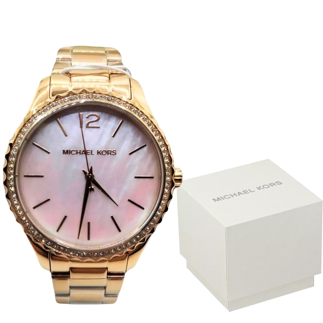 SALE!Michael Kors Layton ローズゴールド-Tone Bracelet Michael Kors Layton Ladies Rose Gold-Tone Stainless Steel