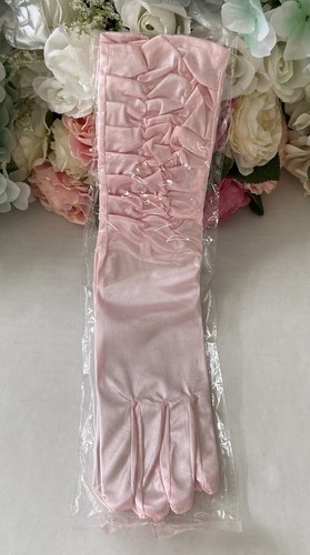 Pink Stiletto Heels Shoes Rhinestone Bow Lace Ruffles SZ 6 Free Matching Gloves - Picture 17 of 22