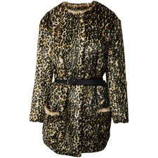 Nina Ricci Leopard Print Coat In Multicolor Faux Fur Fr38