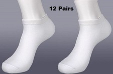 12 Pairs WHITE Ankle Spandex Low Cut Socks Size 9-11 Men Women 70033 WT-A